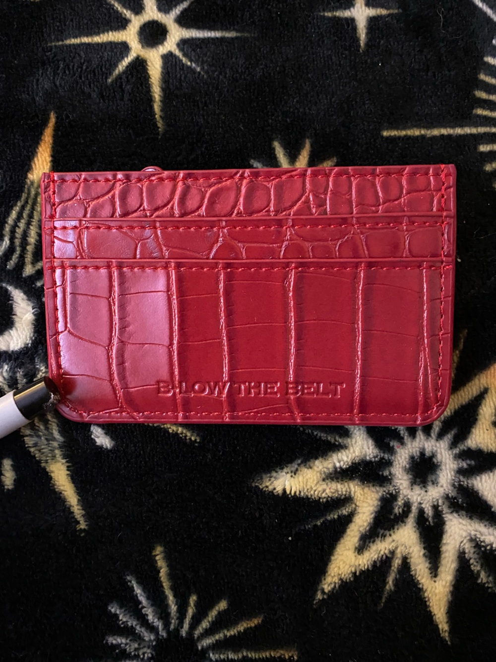 B-Low the Belt Red Croc-Embossed Leather Card Wallet